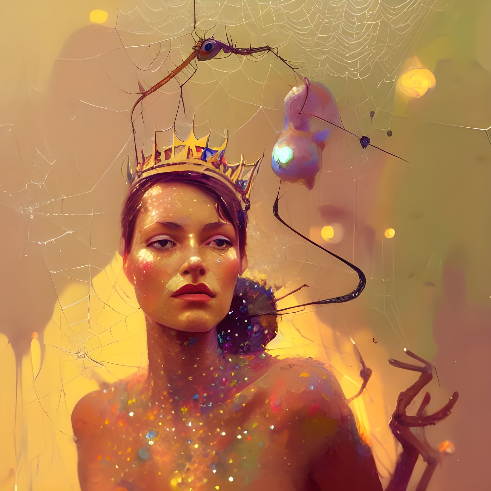 Spiderweb Queen: A Hyperdetailed Digital Portrait
