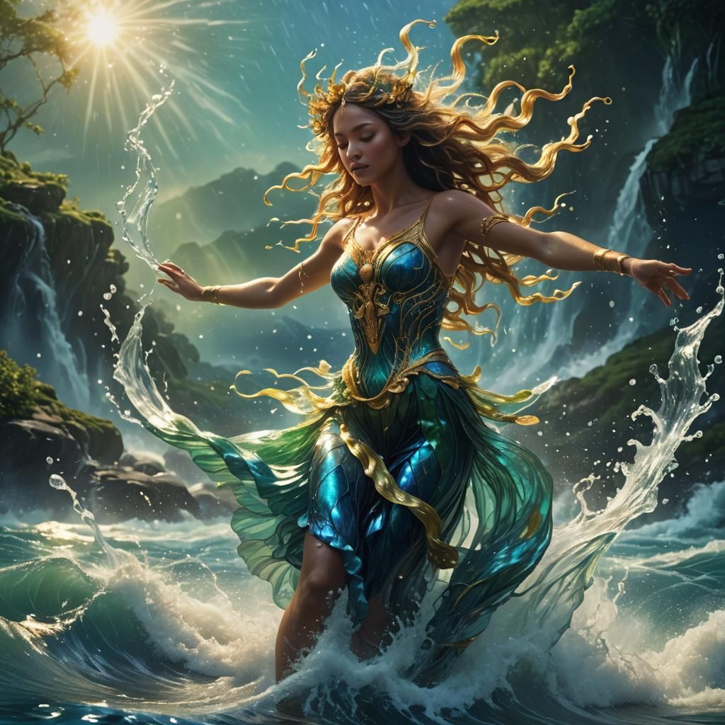 Dancing Water Nymph in Surreal Fantasy Art