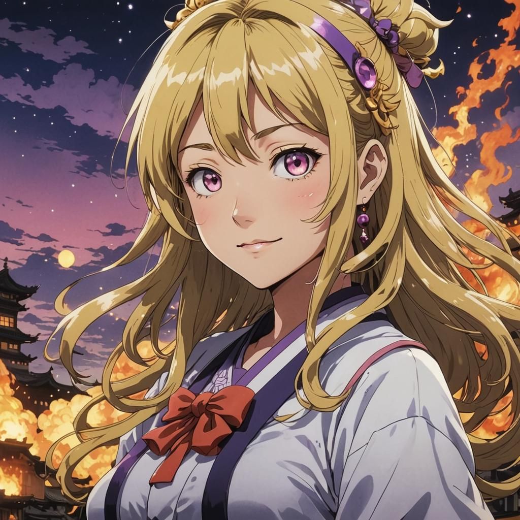 Shinobu Kocho in Fiery Anime Style