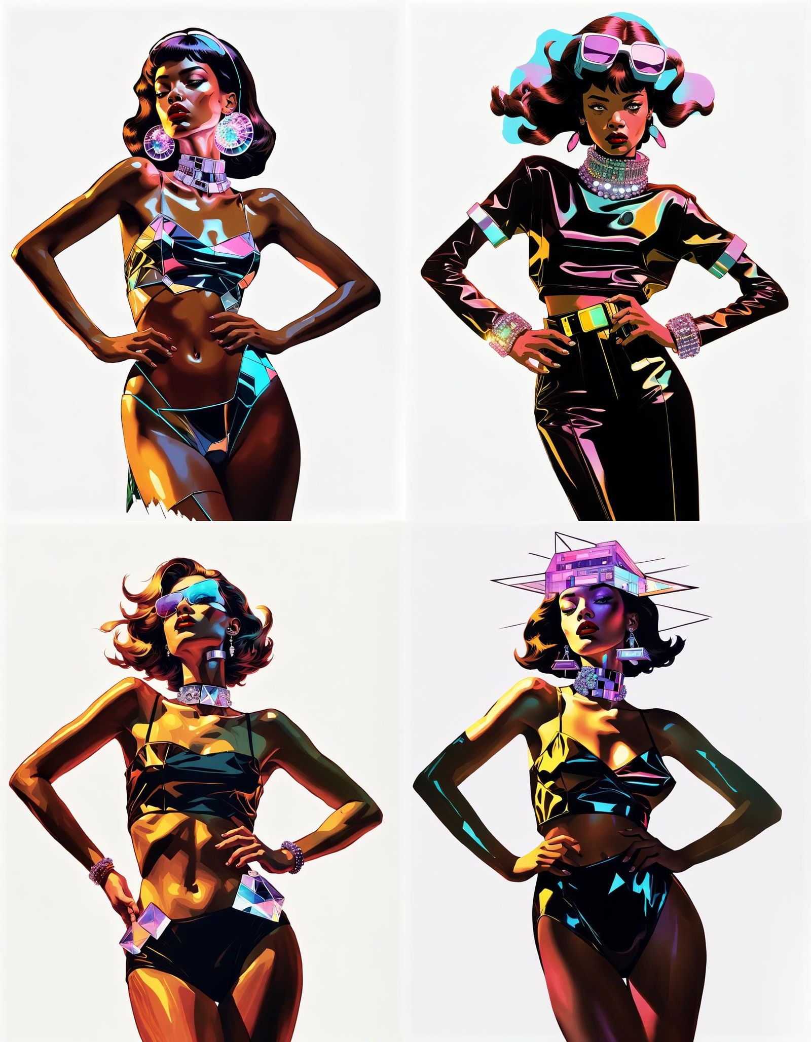 Sleek Princess in Virtual Urban Space