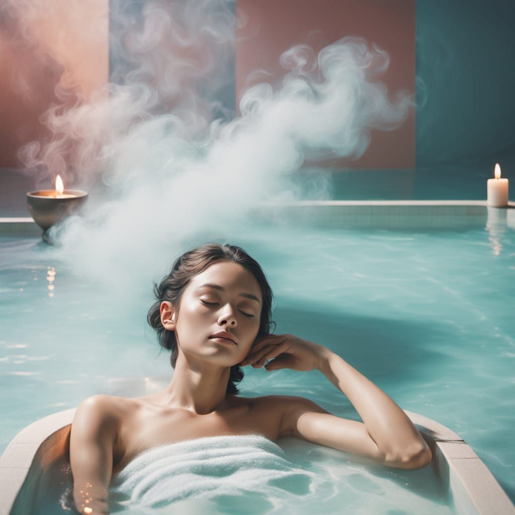 Serene Spa Day: A Vibrant Oil Painting