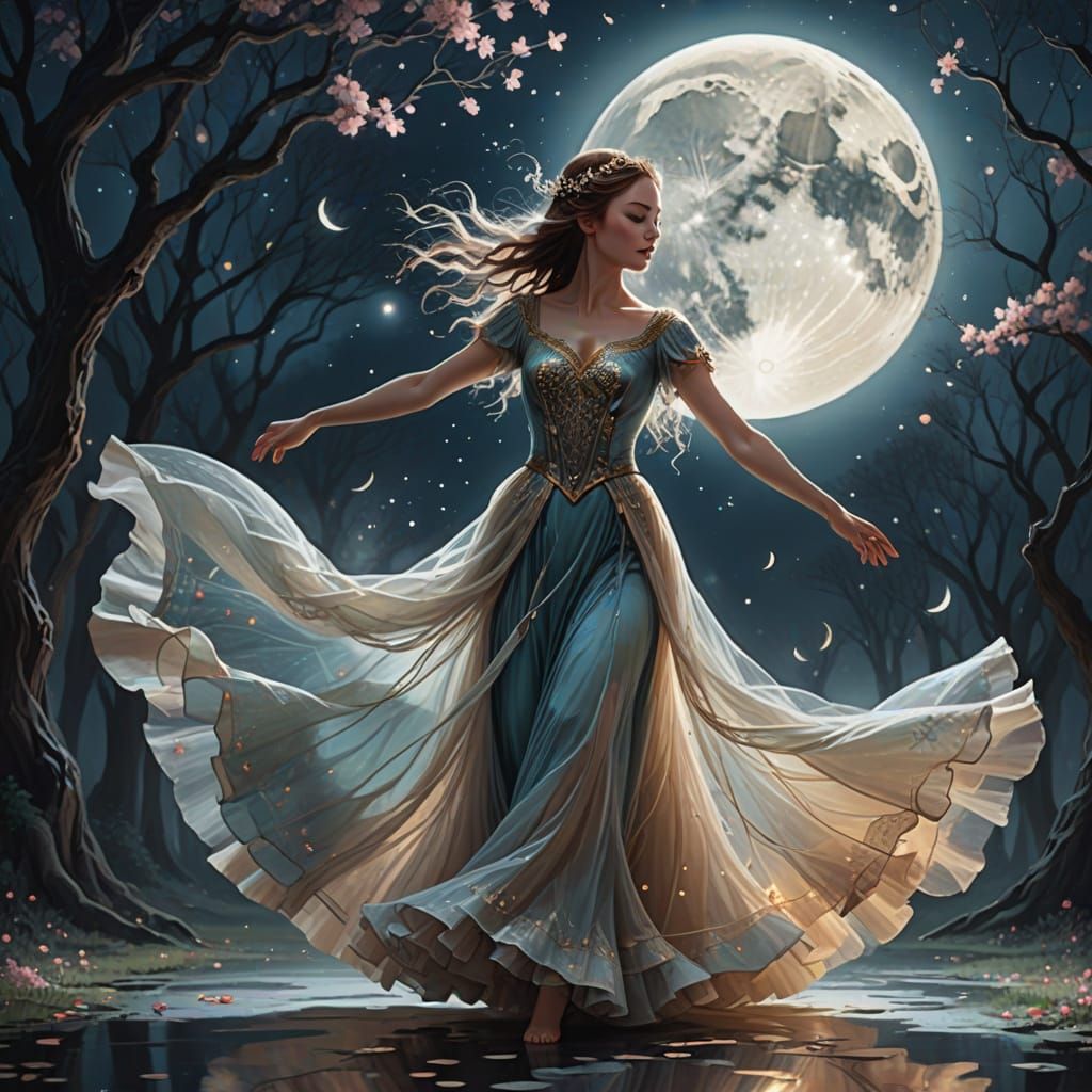 Ethereal Dancer Under the Full Moon