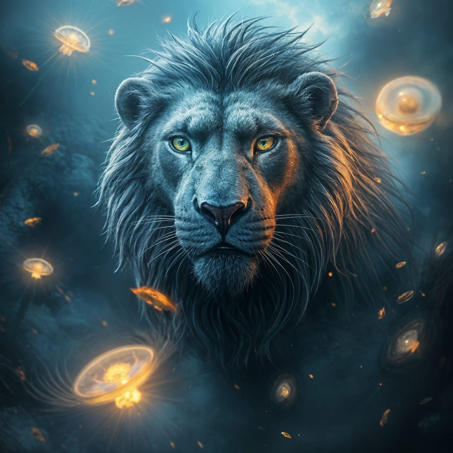Fantastical Water Lion in Detailed Matte Painting