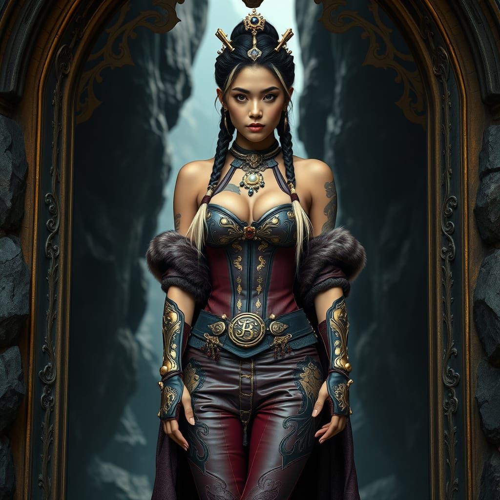 Japanese Warrior Queen in Golden Archway