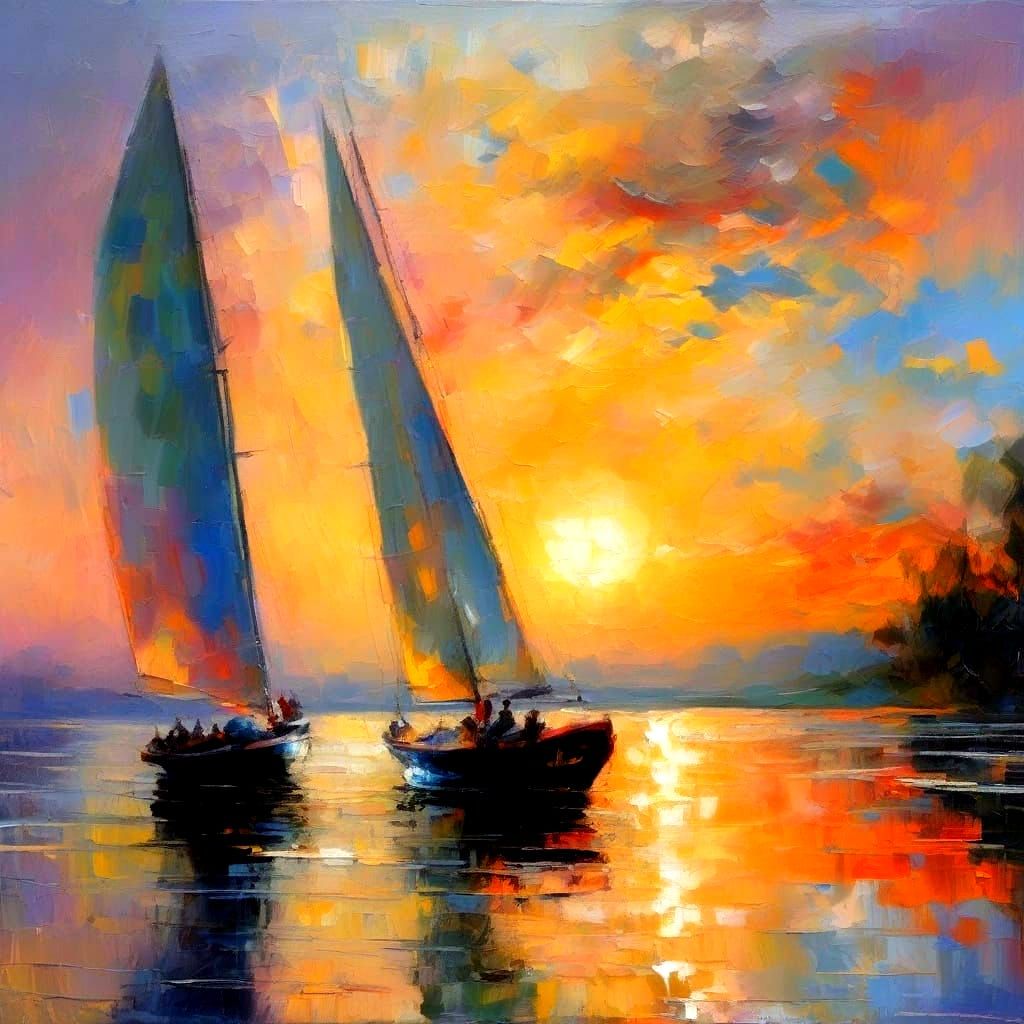 Ethereal Sunset on Shimmering Lake