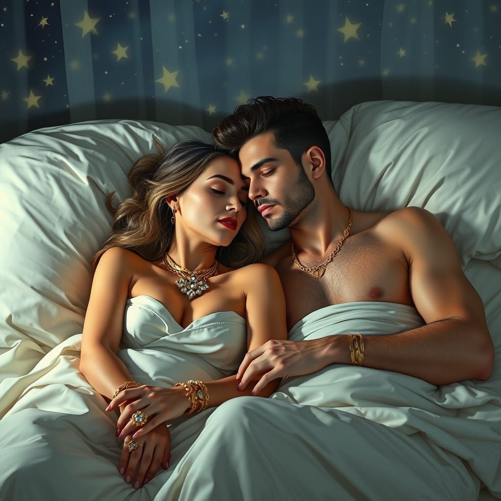 Luxurious Couple in Summer Night Slumber