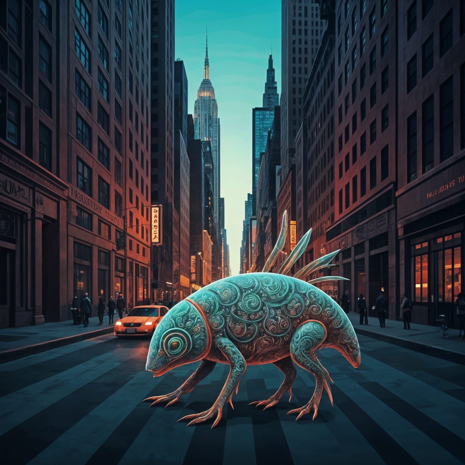 Mythical Creatures in New York: Abstract Vector Art