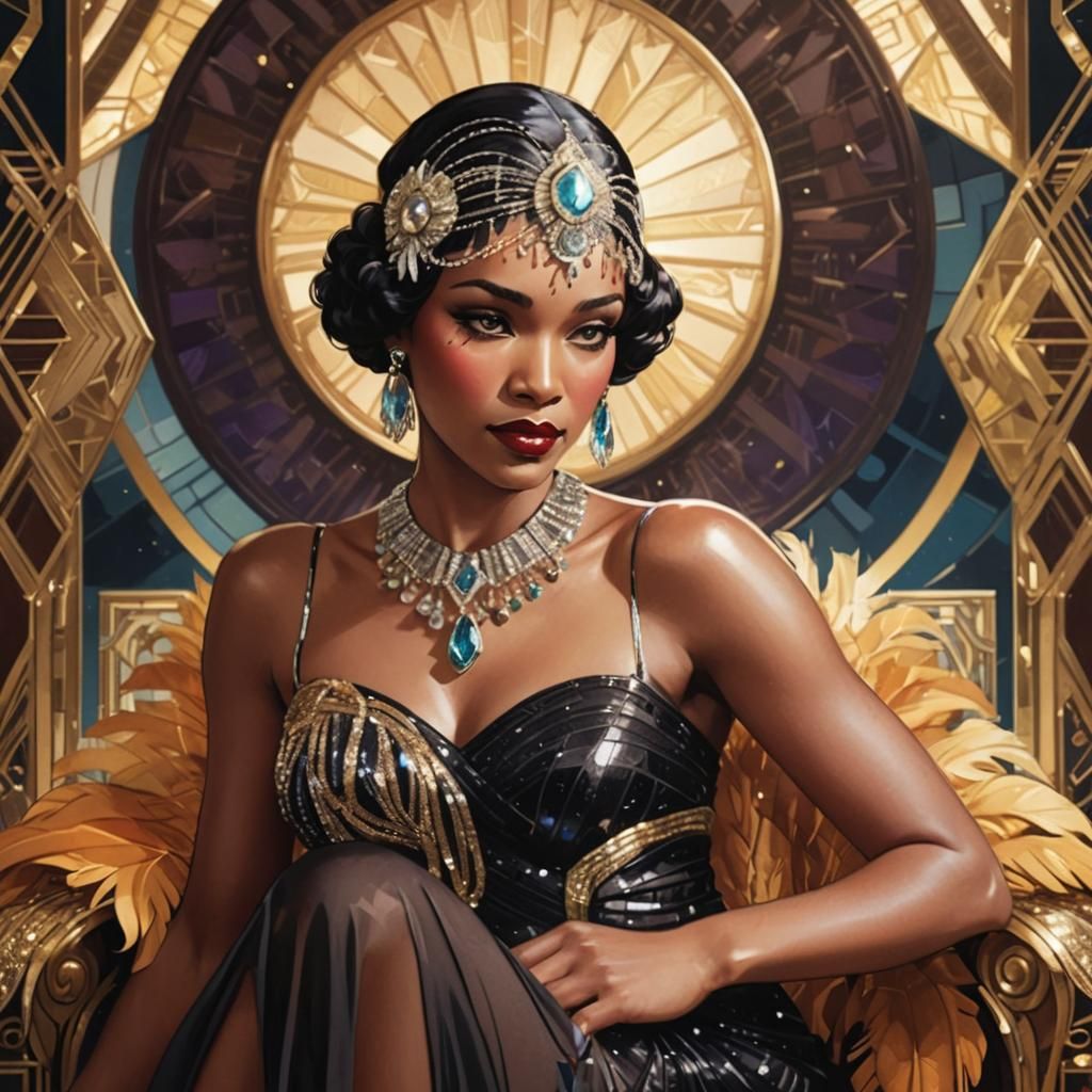 Glamorous Art Deco Flapper in Jewel Headdress