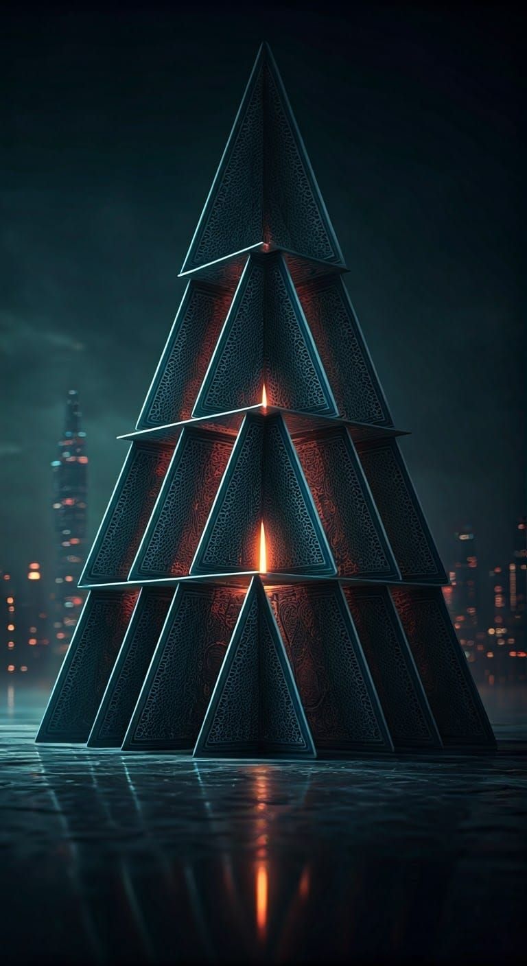 Dystopian Metropolis: Skyscraper of Playing Cards