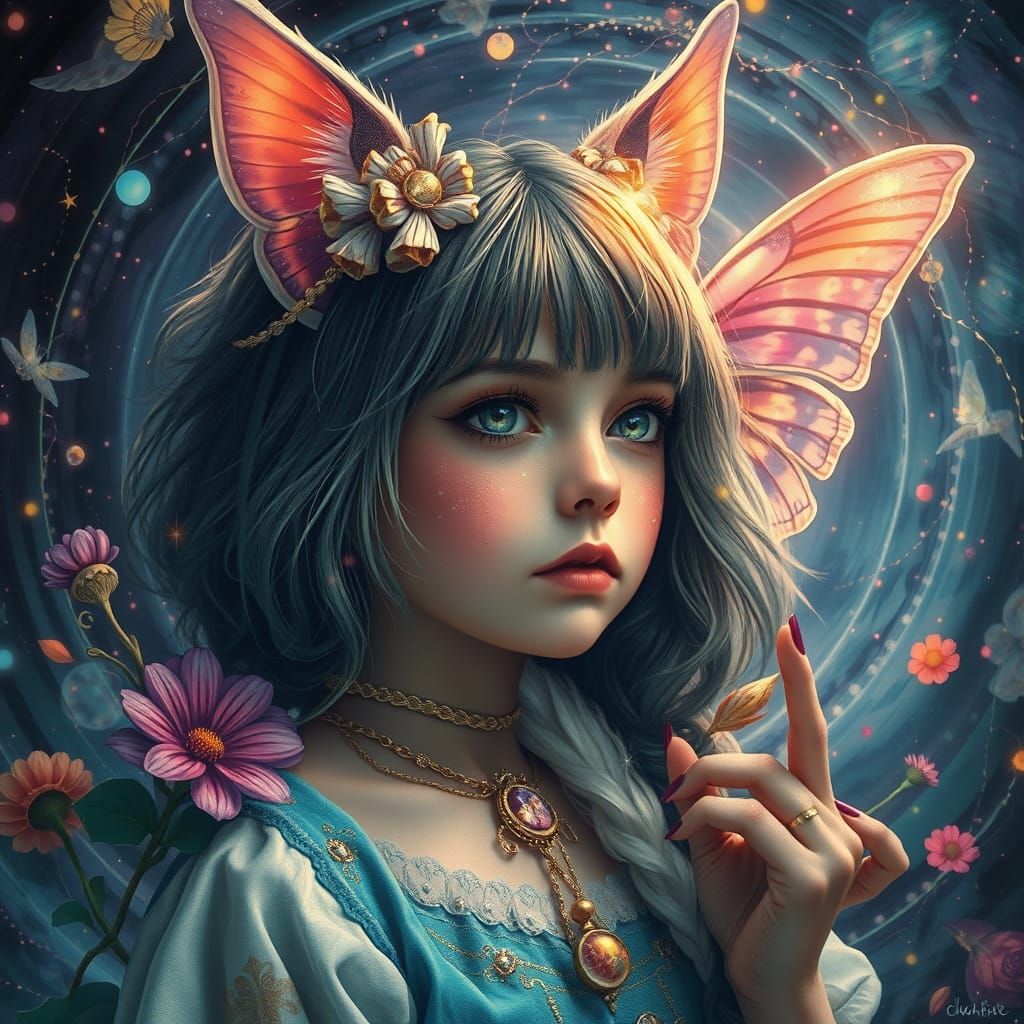 Whimsical Ghostly Spirit in Lepidoptery Style