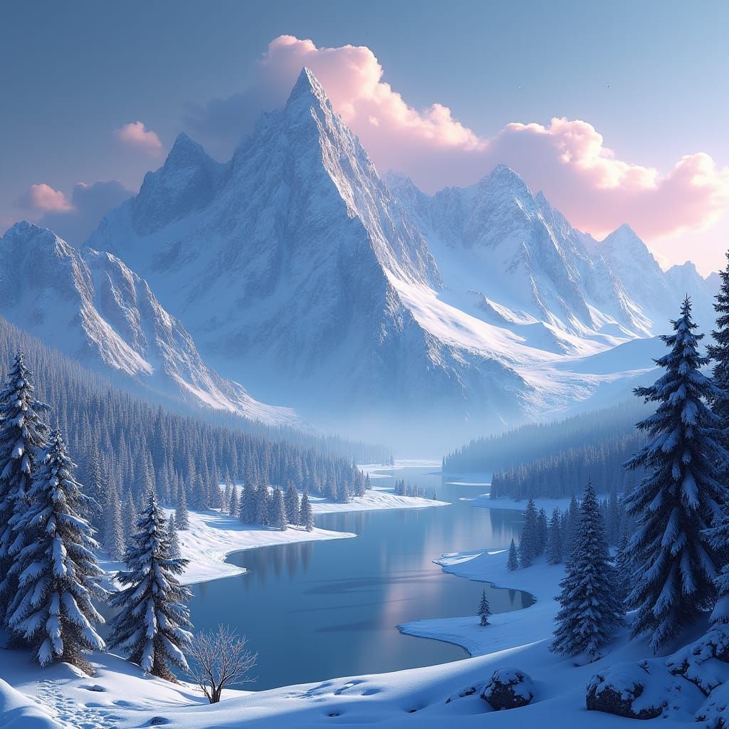 Winter Mountain Range: Fantasy Concept Art