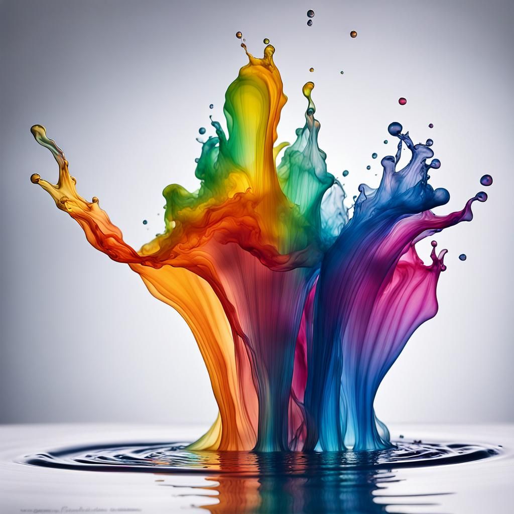 Rainbow Ink Cloud in Water: Motion Photography