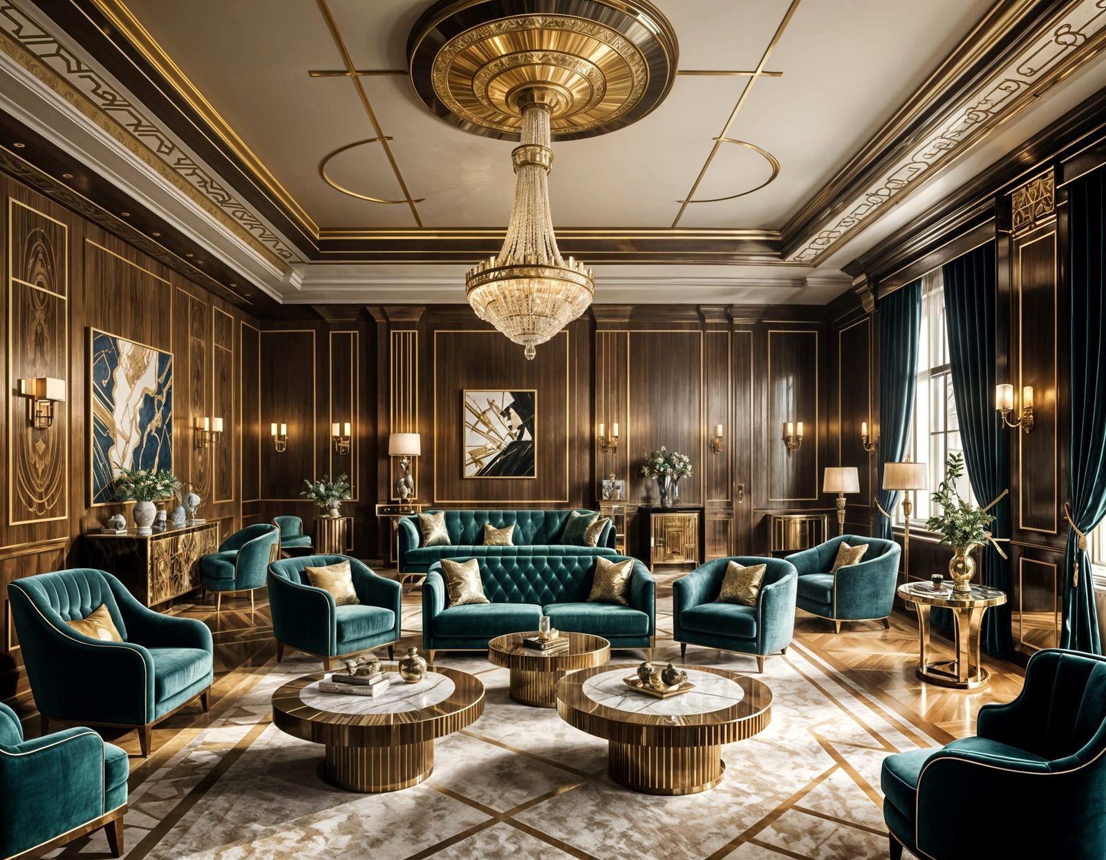 Opulent Art Deco Interior Design in Hyperrealism