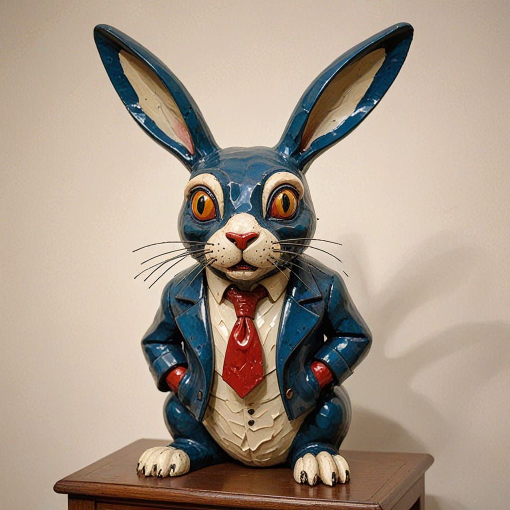 Surreal Rabbit Menace in Bony Grip