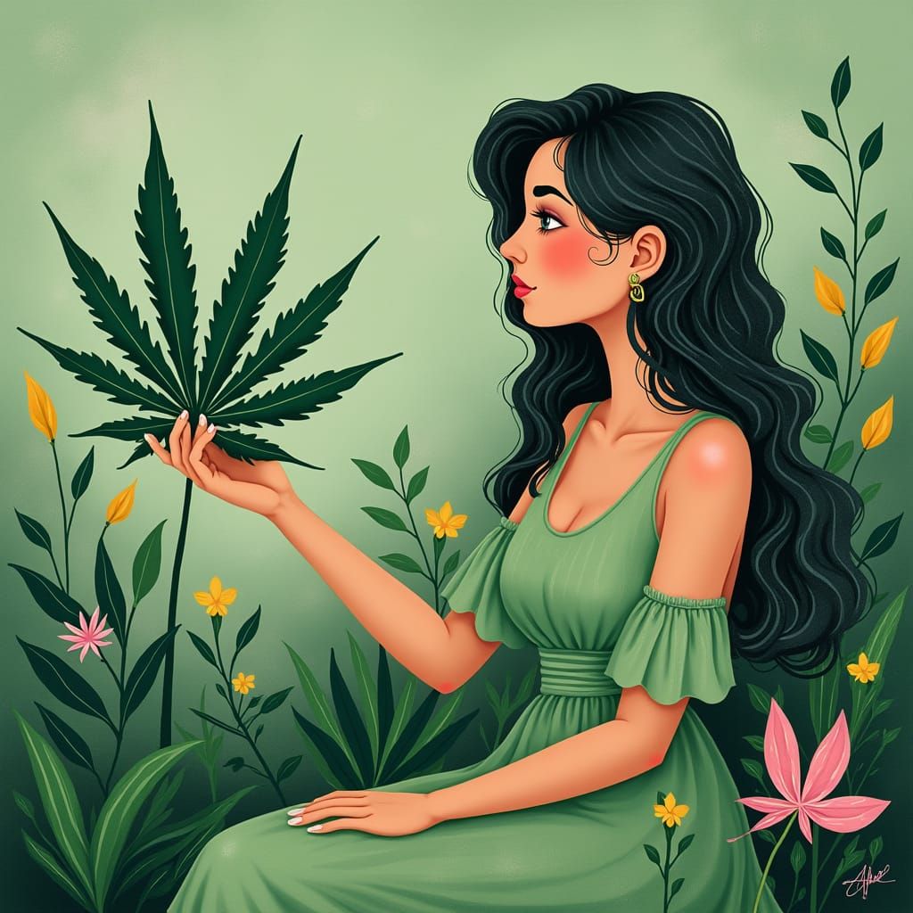 Dreamy Woman Connects with Nature in Surreal Garden