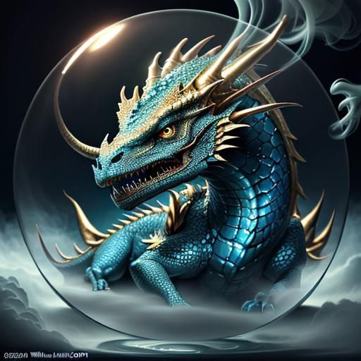 Glass dream orb dragon smoke fantasy magic illusion