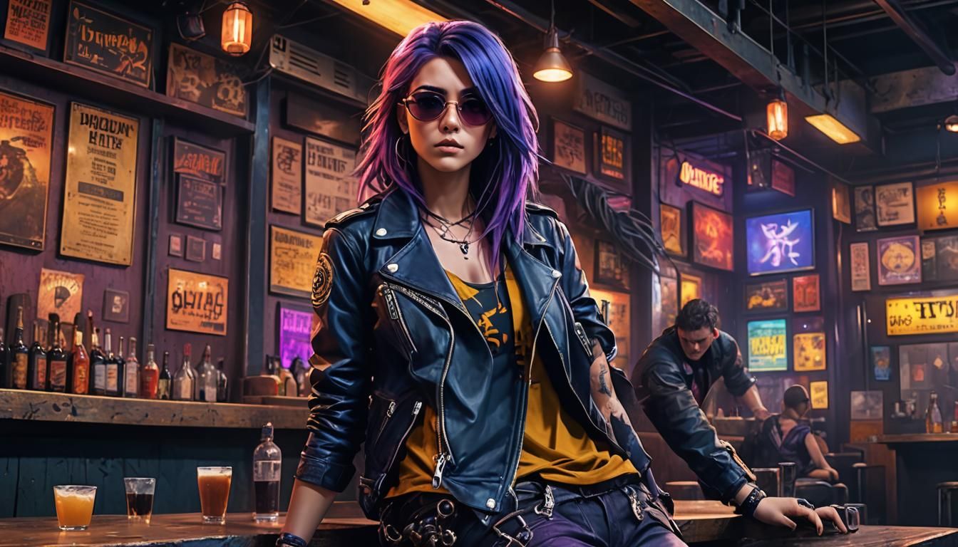 Dystopian Anime Anti-Heroine in Moody Lighting