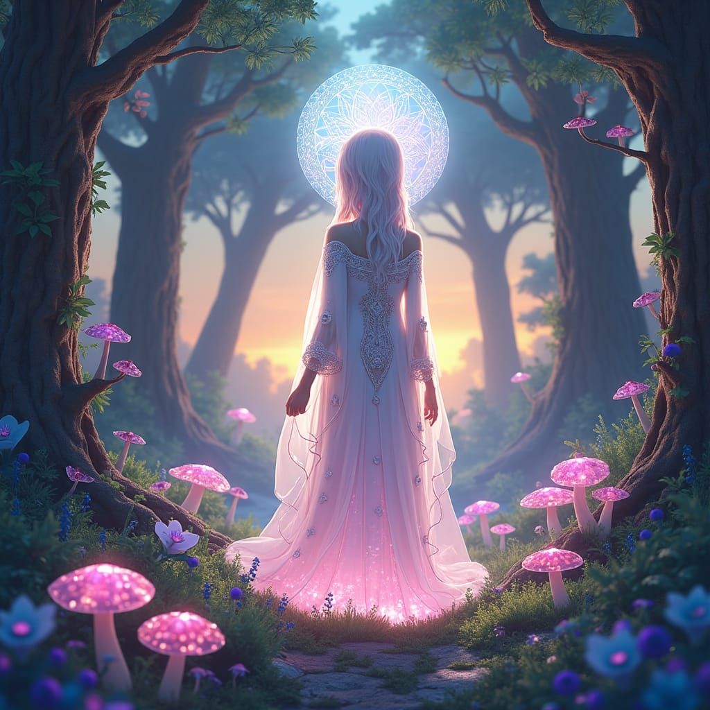 Mystical Being in Forest, Anime Style