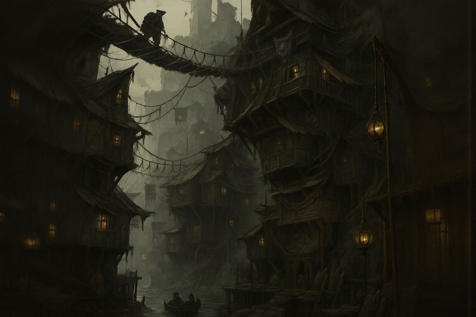 Fantasy Pirate Port in a Messy, Crude Cluster