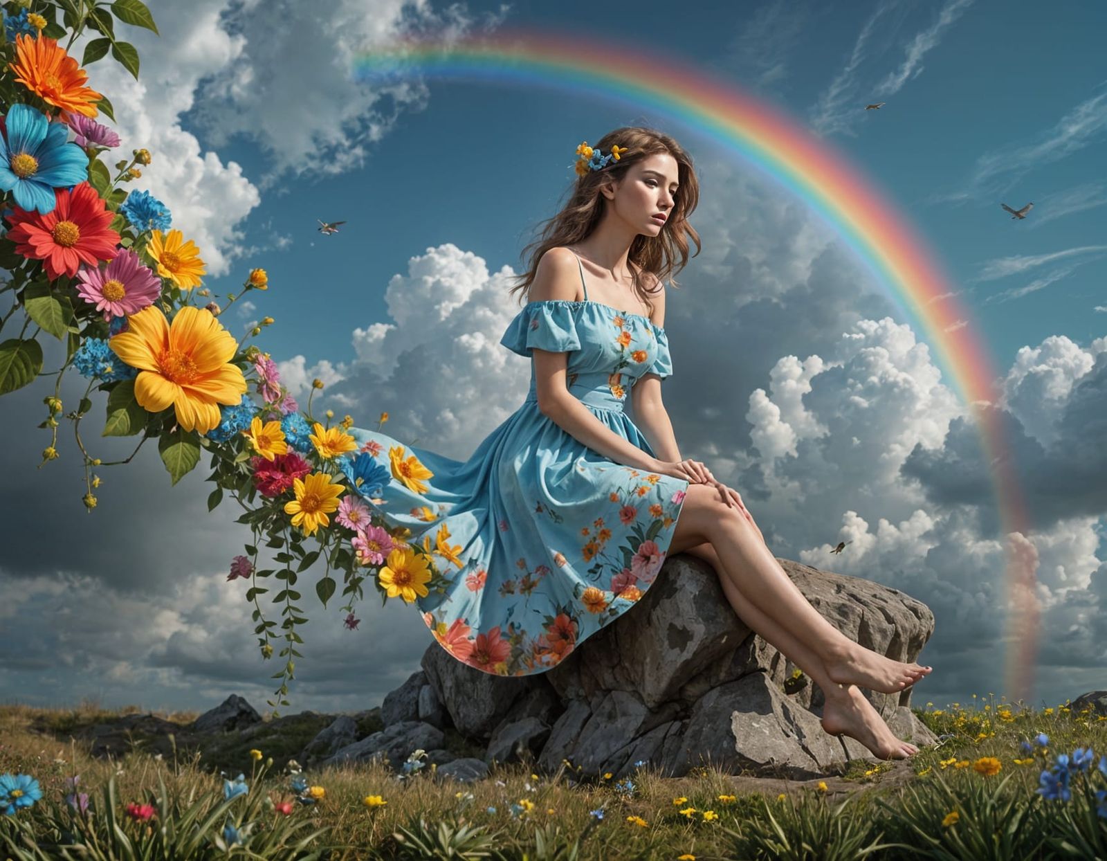 Whimsical Floral Dreamscape in Digital Art