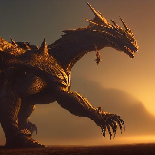 Cyborg Dragon in Detailed Matte Painting