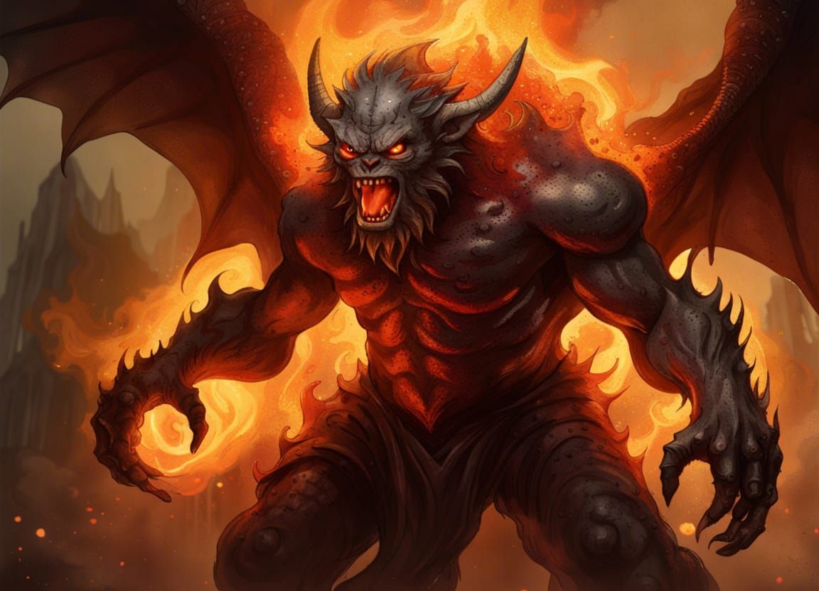 Flaming Balrog Demon in Dark Fantasy Artwork