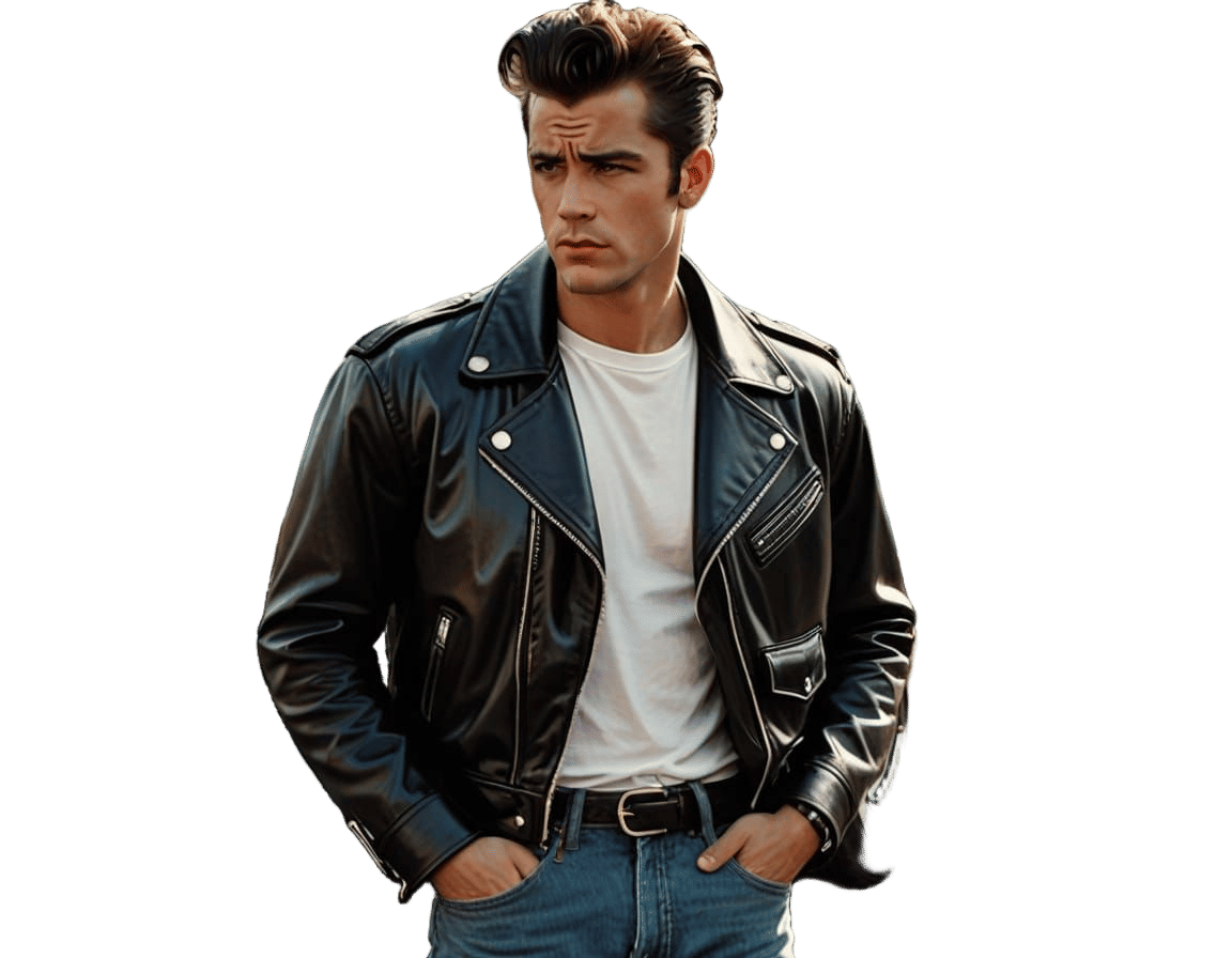 Greaser in Black Leather Jacket, Vintage Serigraphy
