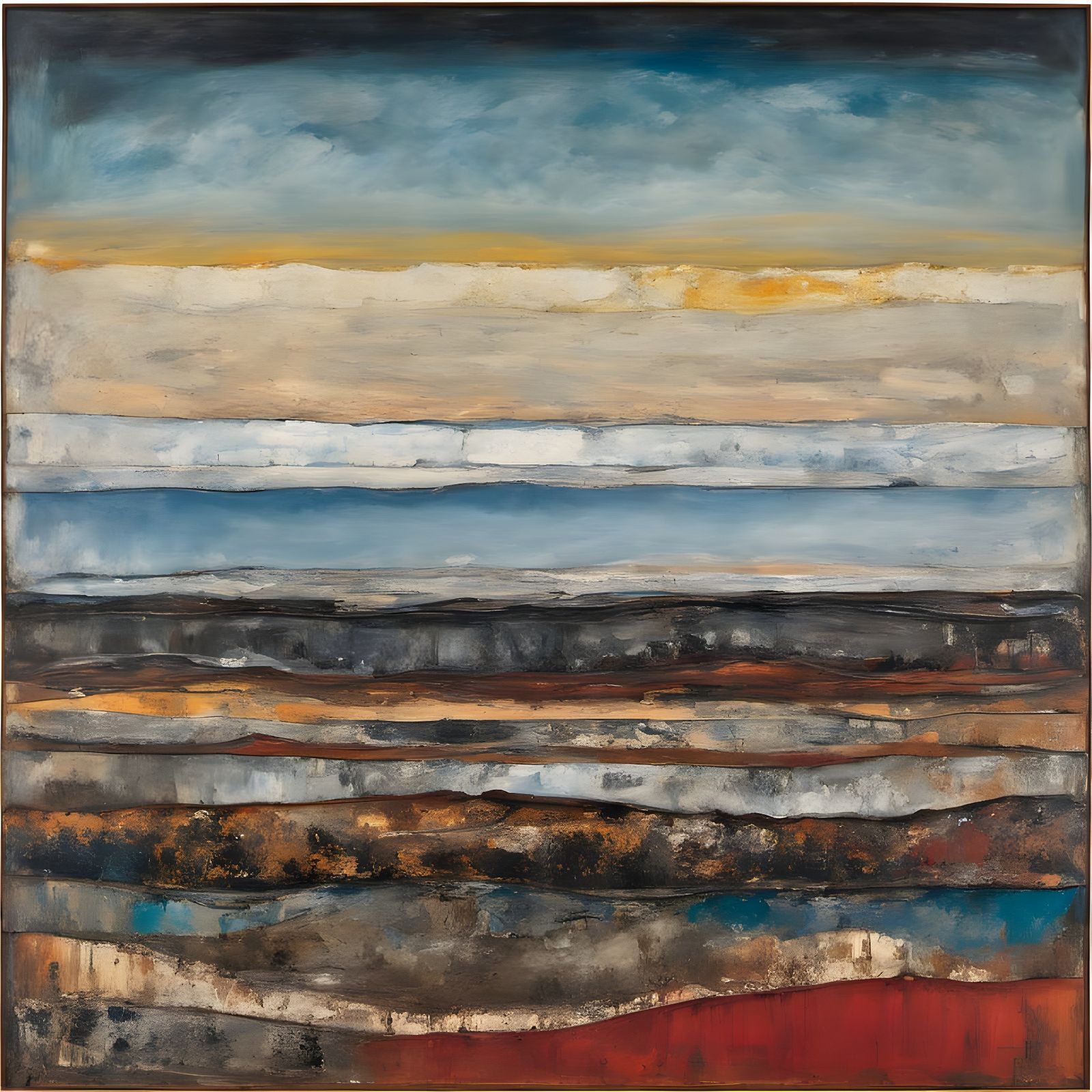 Encaustic Arctic Landscape in Expressive Abstract Style