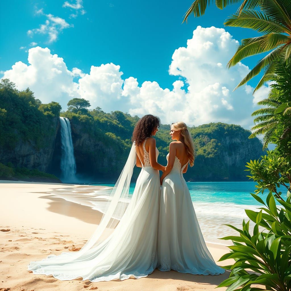 Deserted Island Beach Wedding Bliss in a Fantastical Realism...