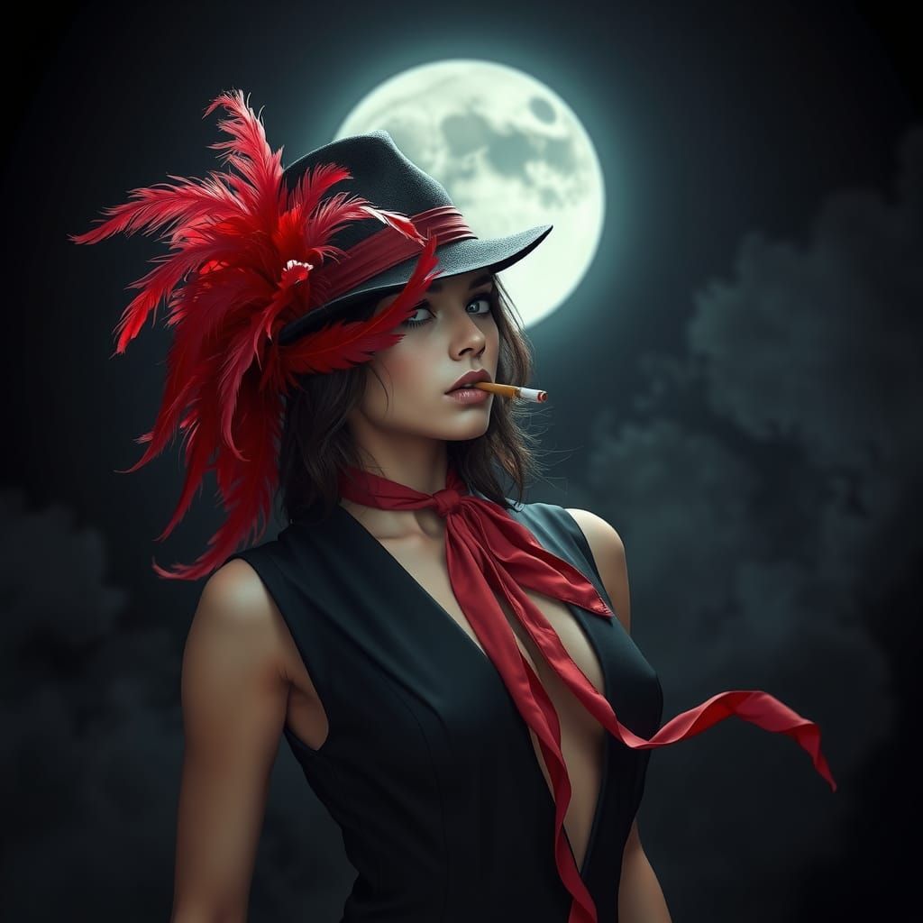 Mystical Woman in Black: Dreamlike Surrealism