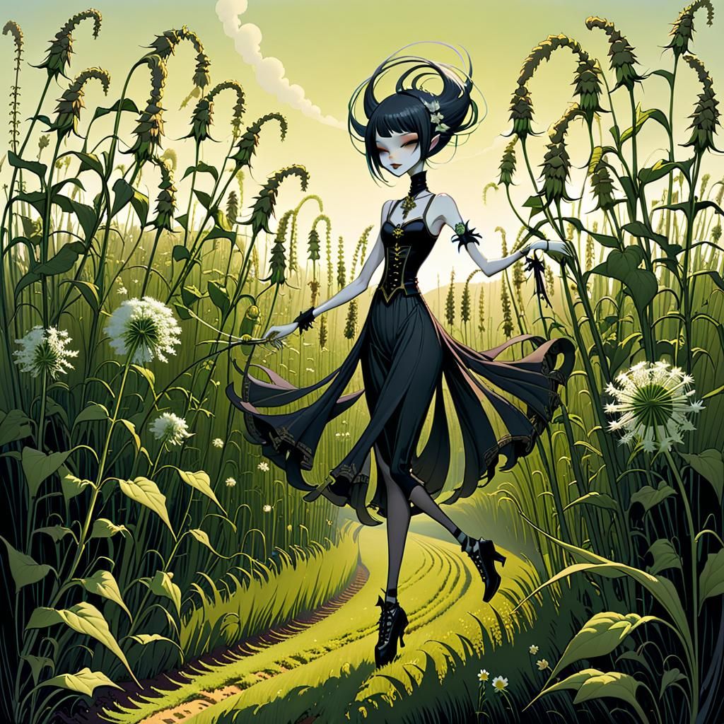 Dancing Weed Folk in Gris Grimly Style