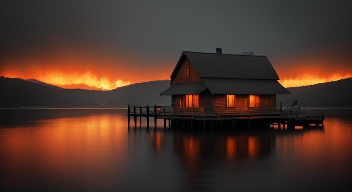 A weathered wooden house