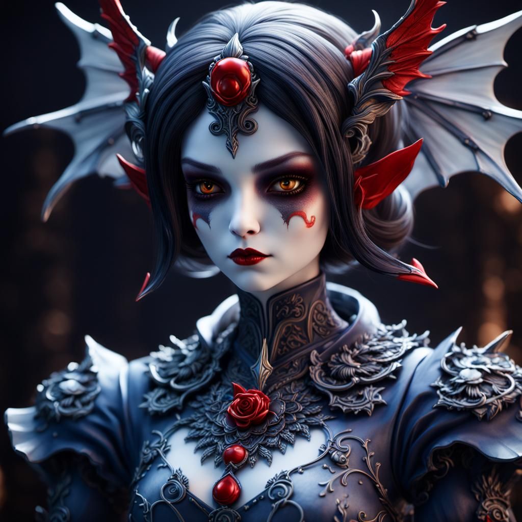 Porcelain LadyDevimon Doll: Detailed Matte Painting