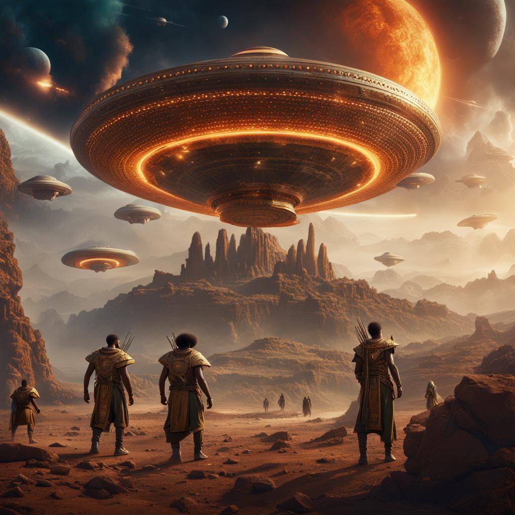 Afro-Asiatic Israelites Clash with Giants in Fantasy Art