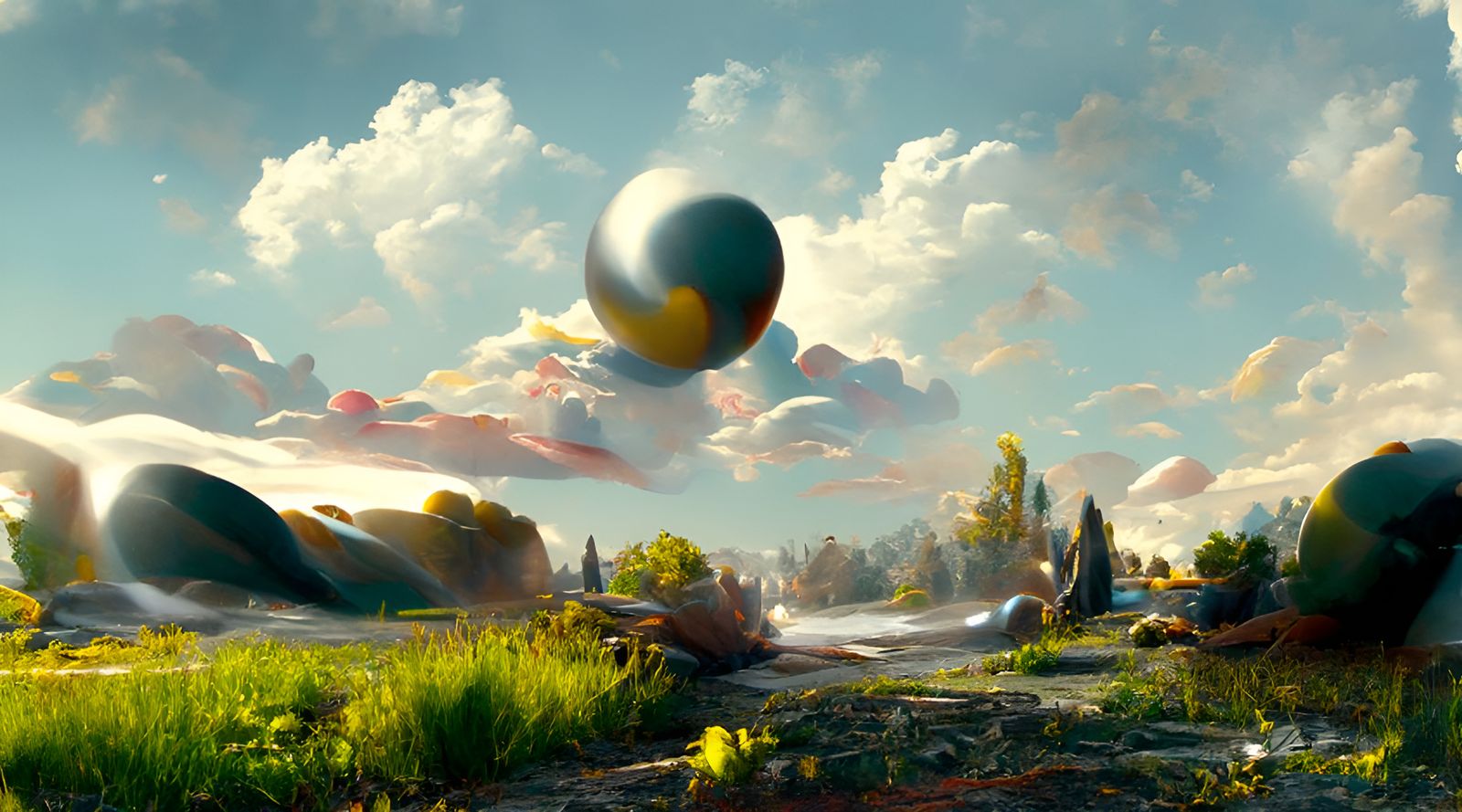 Bouncy Landscape Painting in Hyperreal Detail
