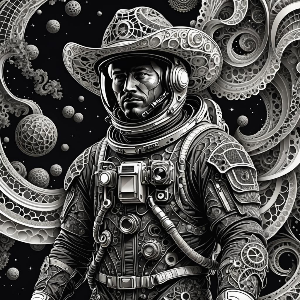 Astronaut Cowboy Hat in Abstract 3D Style