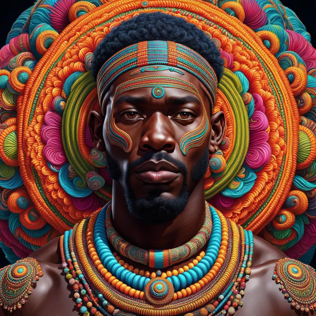 African Man with Filigree in Candy Art Style