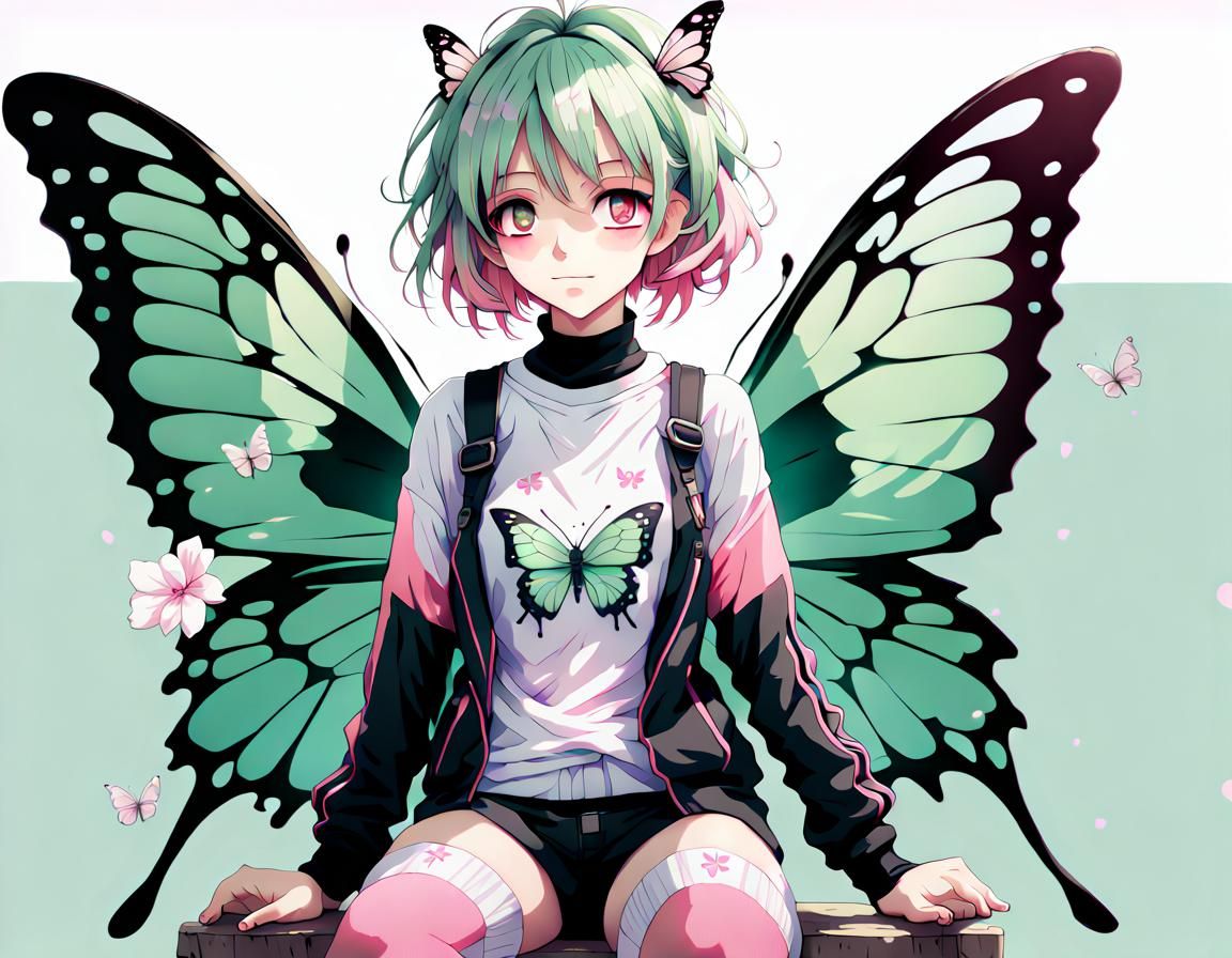 Anime Human-Butterfly Hybrid in 4K HD