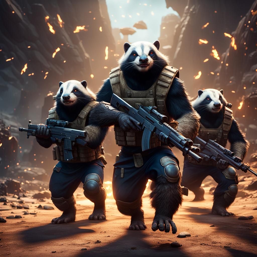 Honey Badgers Prepare for War: 3D Game Cinematic