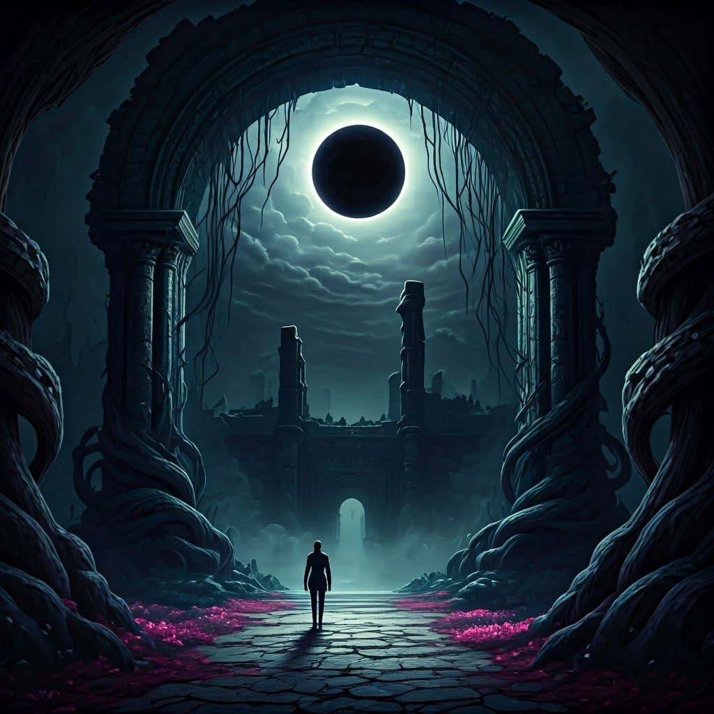 Ethereal Black Moon Illuminates Underworld Gateway