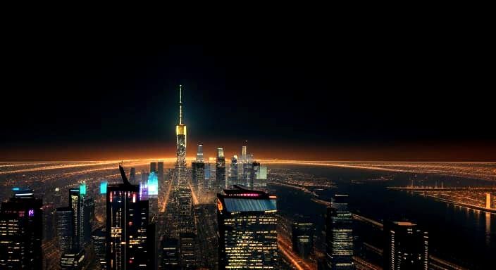 Futuristic Cityscape at Golden Hour