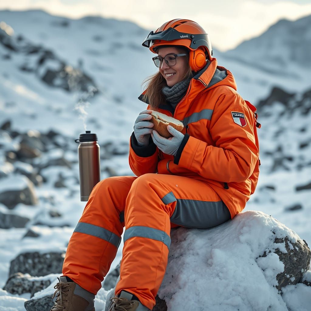Italian Geologist Takes a Serene Break in Snowy Quarry