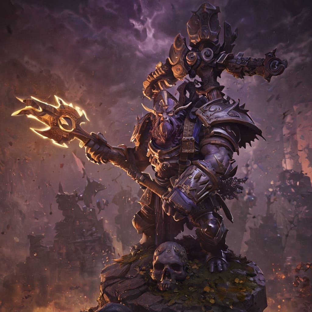 Warboss Godrang in Dark Fantasy Realm, Digital Art