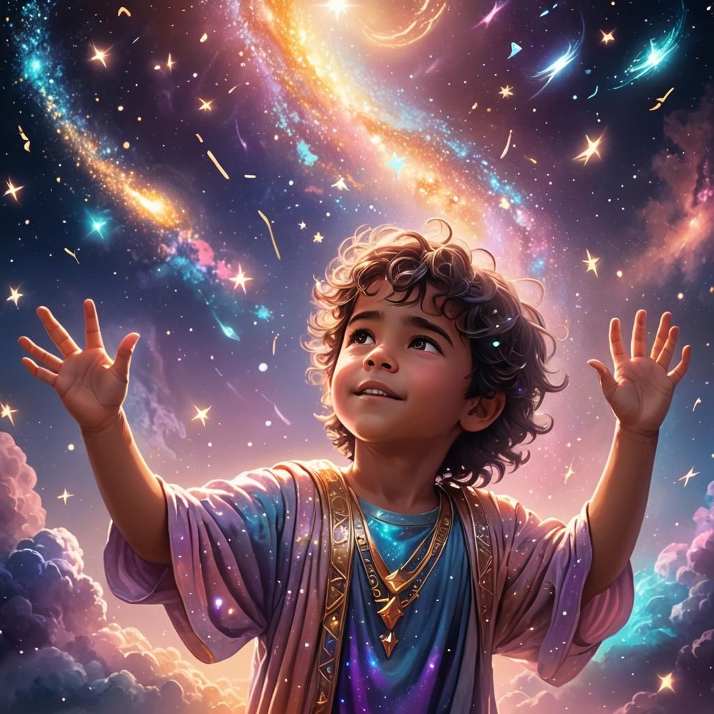 Demigod Child Reunites Stars: Cosmic Concept Art