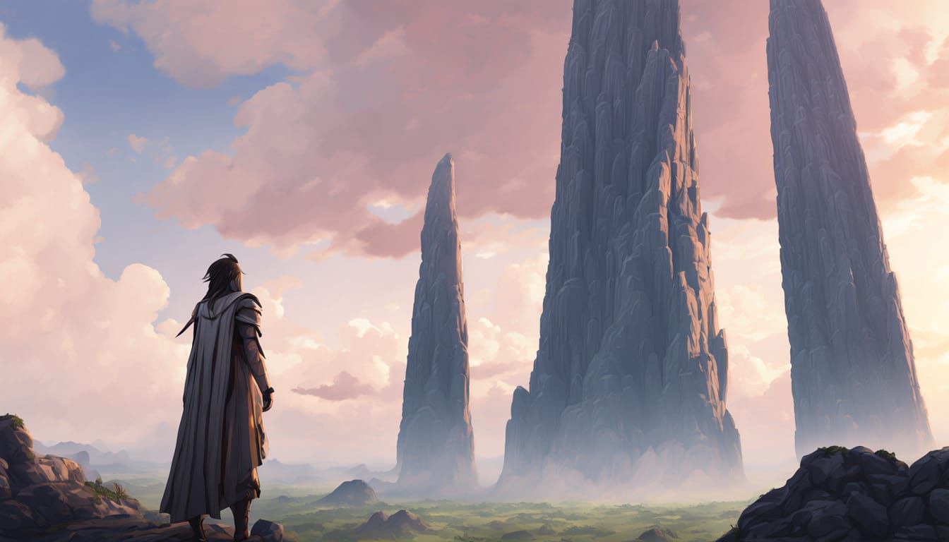 Hyper Realistic Towering Monolith in 3D Anime Style