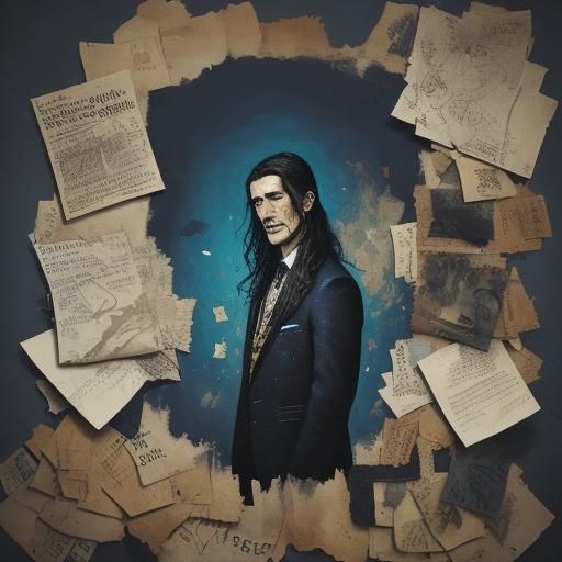 Surreal Ink Splatter Man in Dreamlike Atmosphere