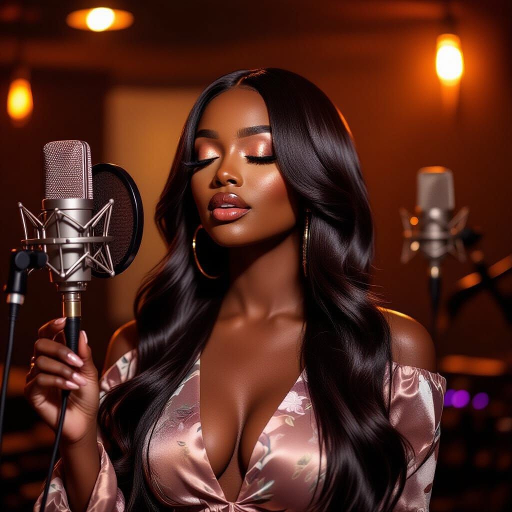 Soulful R&B Singer in Moody Studio