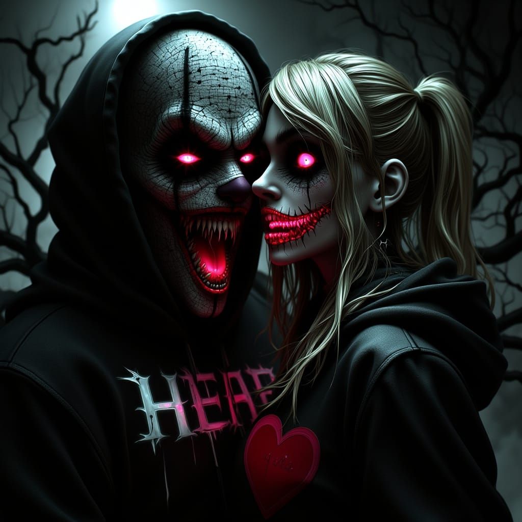 Sinister Psycho Clowns in Gothic Horror Style