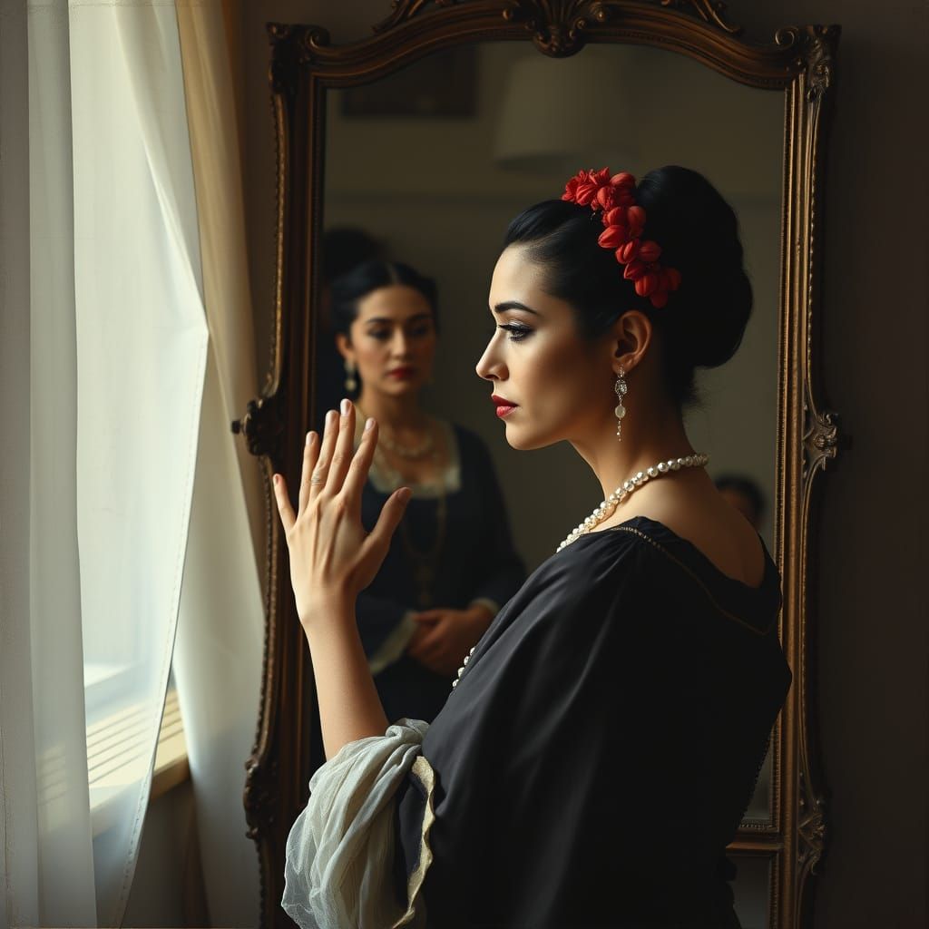 A Woman's Introspective Moment, in the Style of Expressive P...