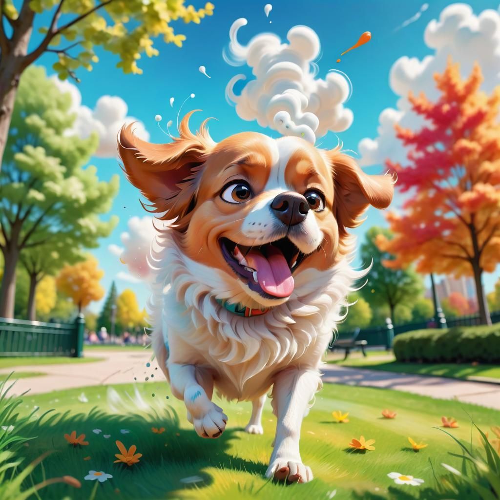 Humorous Dog Fart Illustration in Cartoon Style